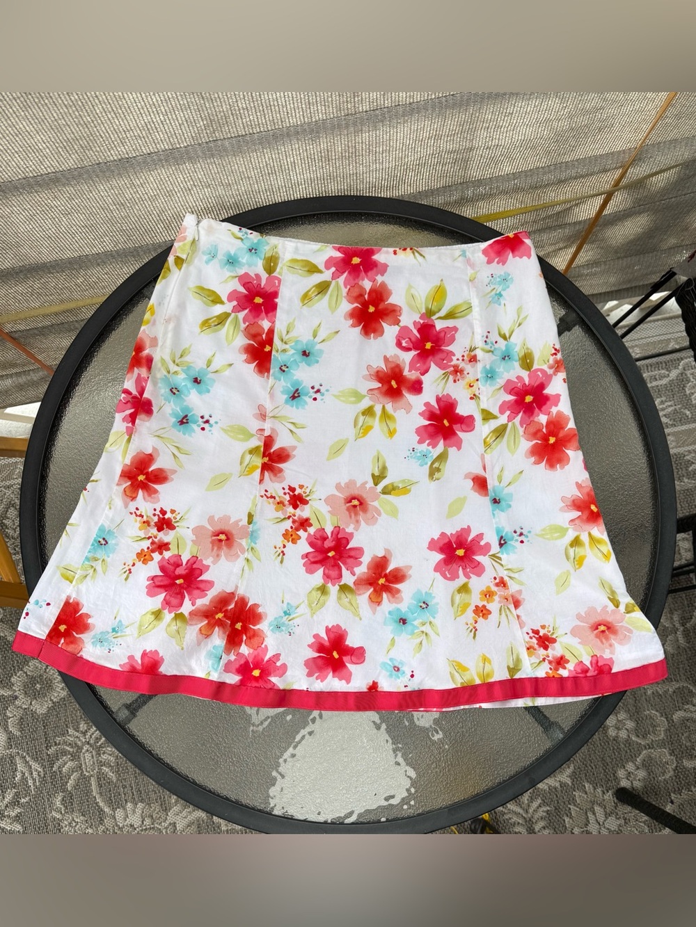 Ricki's White A-Line Skirt with Pink, Red  & Aqua Floral Print